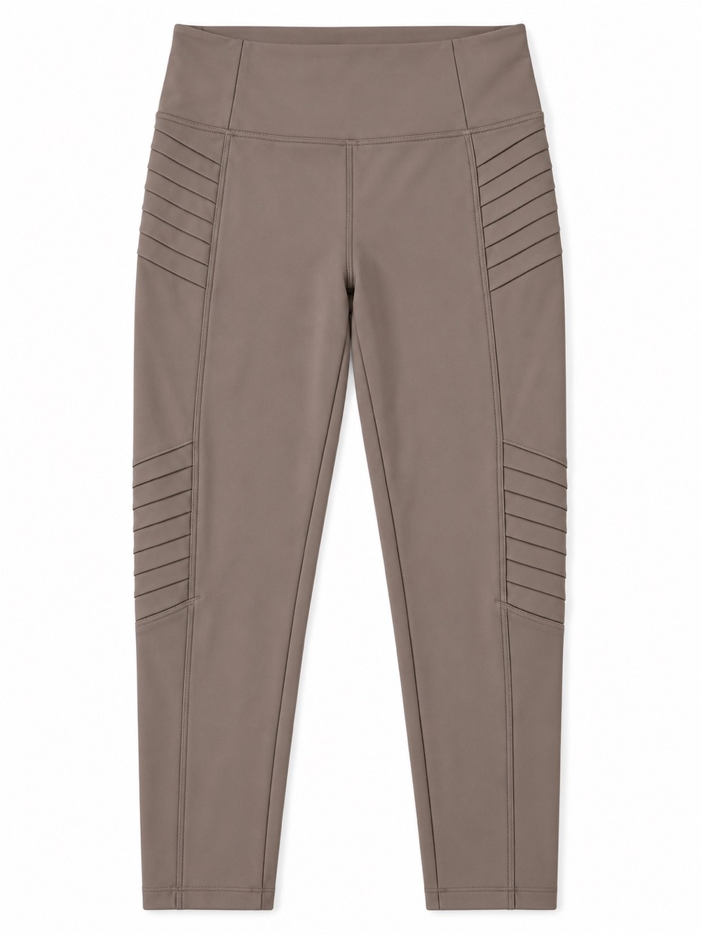 Athleta Taupe Ribbed Moto High-Waist Leggings